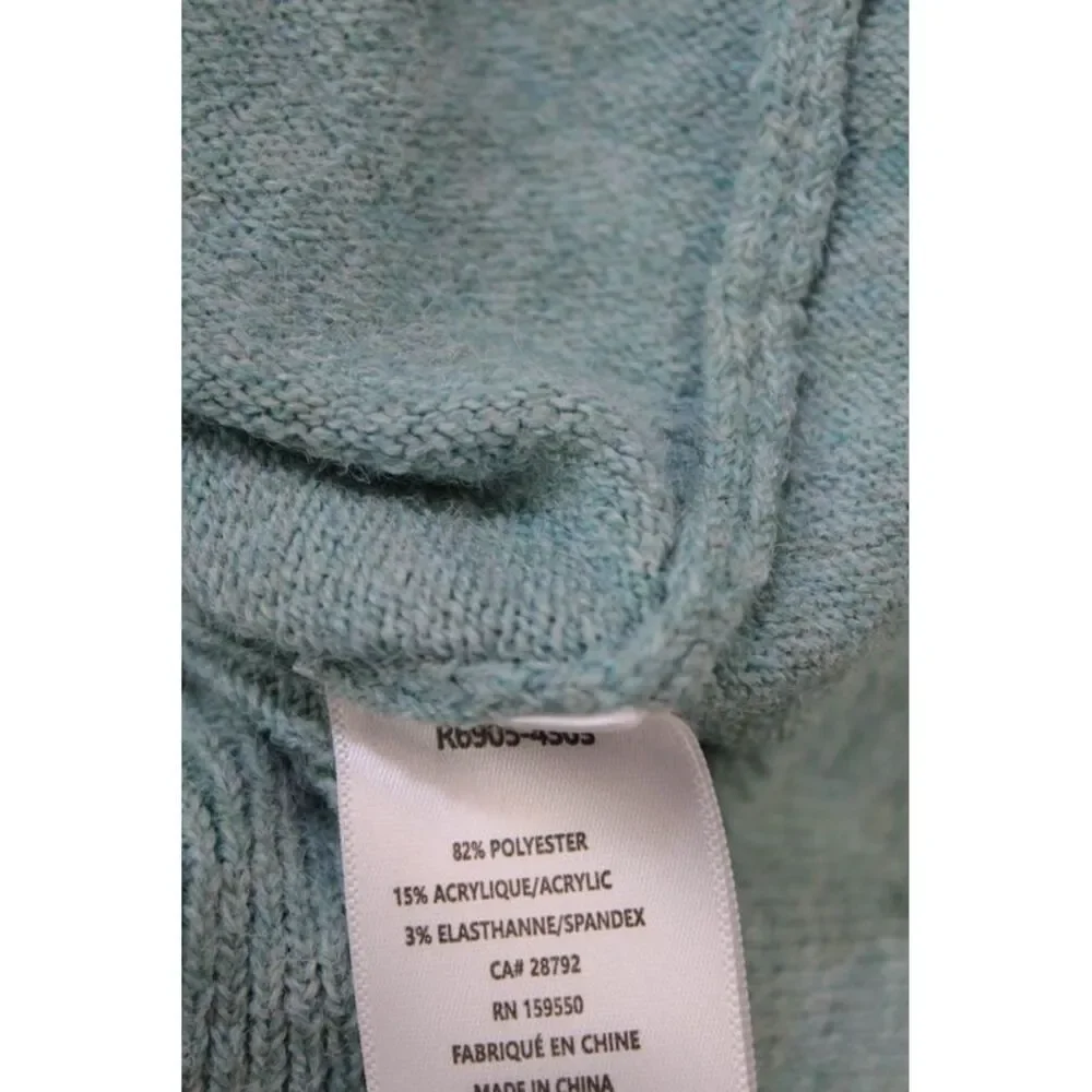 Renuar Womens Long Sleeve Knitted Ribbed Hem V-Neck Sweater Blue Size XL